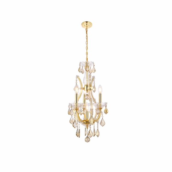 2800 Maria Theresa Collection Pendant D:12in H:22in Lt:4 Gold Finish (Royal Cut Crystals)