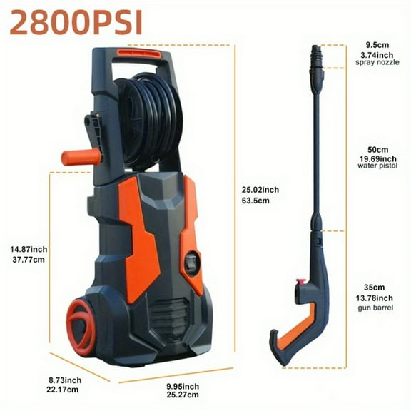2800 PSI,Deluxe Version Pressure Washer, Power Washer , High Pressure Cleaning Machine with Foam Cannon for Cars/Fences/Driveways/Patios/Home Cleaning