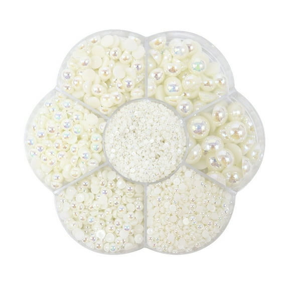 2800-Pack Flat Back Pearls, Qiopertar Under $5 Half Pearl Flat Back Pearl Jewelry For DIY Accessory Art And Fashion
