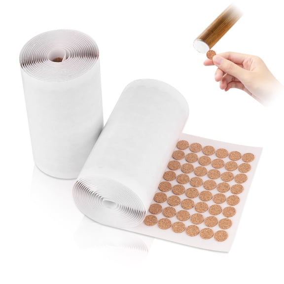 2800 Pieces 0.49" Self Adhesive Cork Pads, Beige Flat Round Cabinet Door Bumper Dots, Cabinet Sticker Cork Dots for Protect Chair Legs Crafts Drawer Table Furniture Hardwood Floor