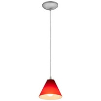 28004-3C-BS/RED Access Lighting Martini-11W 1 LED Cord Pendant-7 Inches Wide by 6 Inches Tall-Brushed Steel Finish-Red Glass Color   -Traditional