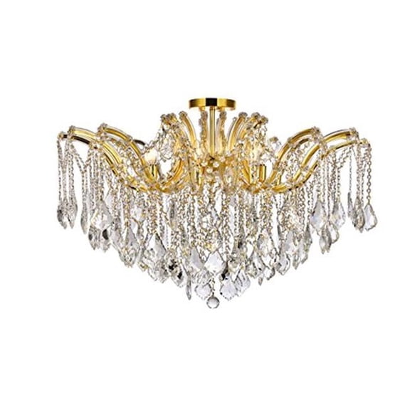 2800F36G-RC Maria Theresa 8 Light Flush Mount, Royal Cut Crystals - Gold