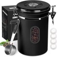 thumbnail image 1 of 2800ML Coffee Canister with Date Tracker&Transparent Window, 35OZ Coffee Container with 30ML Measure Spoon&4 co2 Valve, Coffee Bean Storage Container for Grounds Coffee, Beans, Tea(Black), 1 of 7