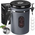 thumbnail image 1 of 2800ML Coffee Canister with Date Tracker&Transparent Window, 35OZ Coffee Container with 30ML Measure Spoon&4 co2 Valve, Coffee Bean Storage Container for Grounds Coffee, Beans, Tea(Gray), 1 of 15