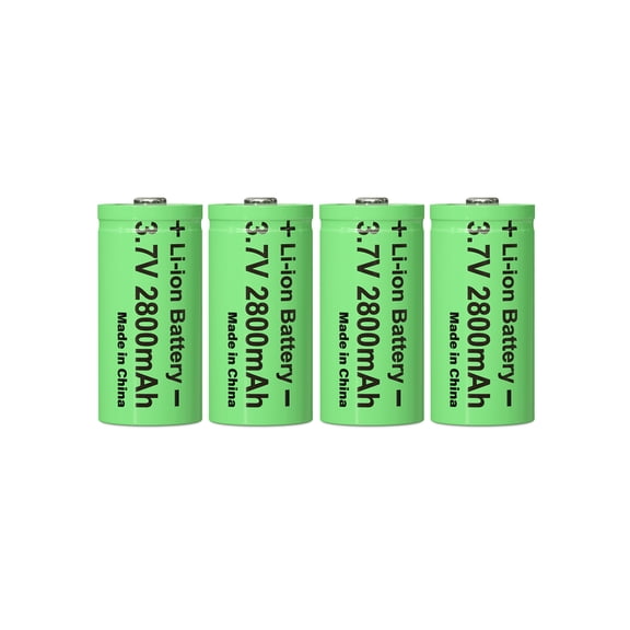2800mAh 3.7v 16340 Rechargeable Batteries for Camera Flashlight (Green, 4PC)