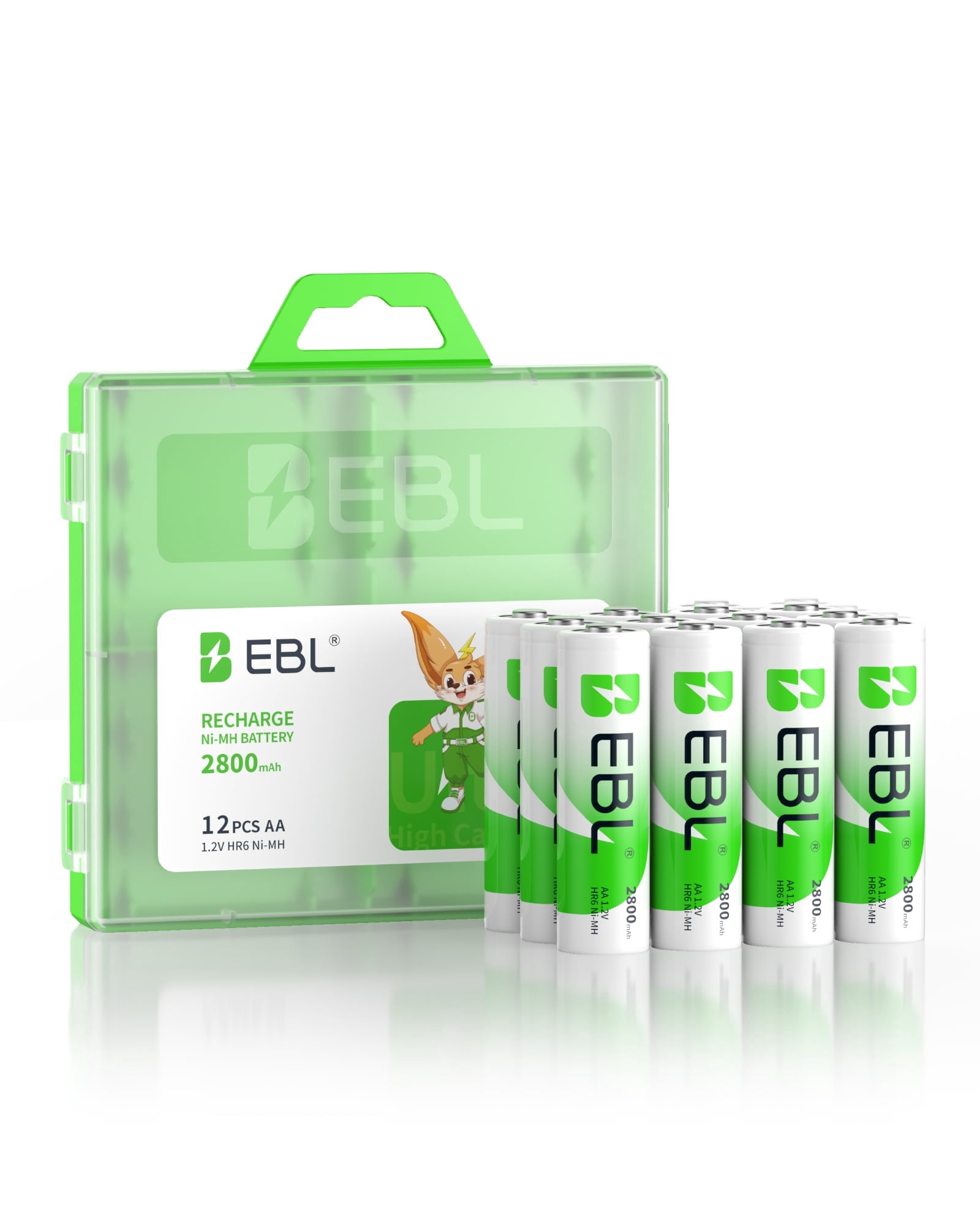 2800mAh EBL AA Rechargeable Ni-Mh Batteries Pack of 12