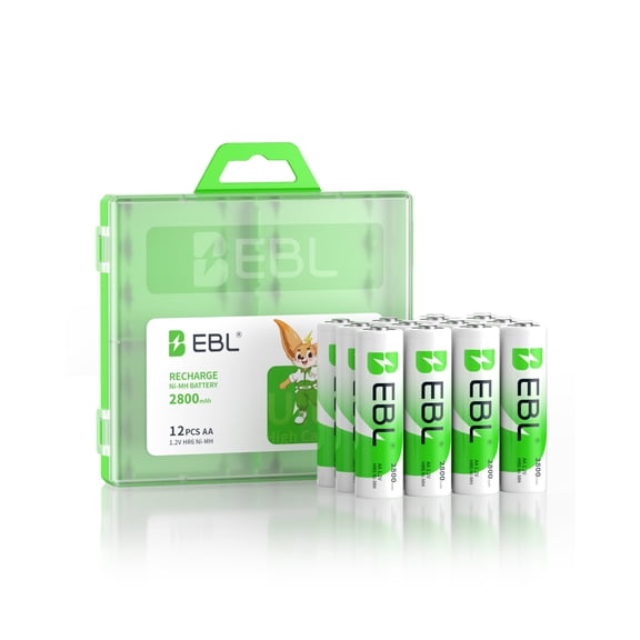 2800mAh EBL AA Rechargeable Ni-Mh Batteries Pack of 12