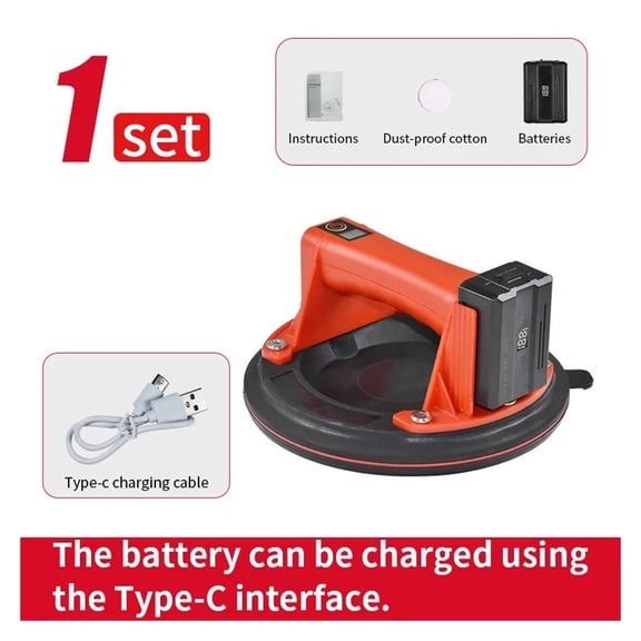 2800mAh Electric Vacuum Suction Cup for Glass Tile 8 Inch Strong 200kg Bearing Capacity Industrial Sucker with Air Pump ,Precision Adjustment