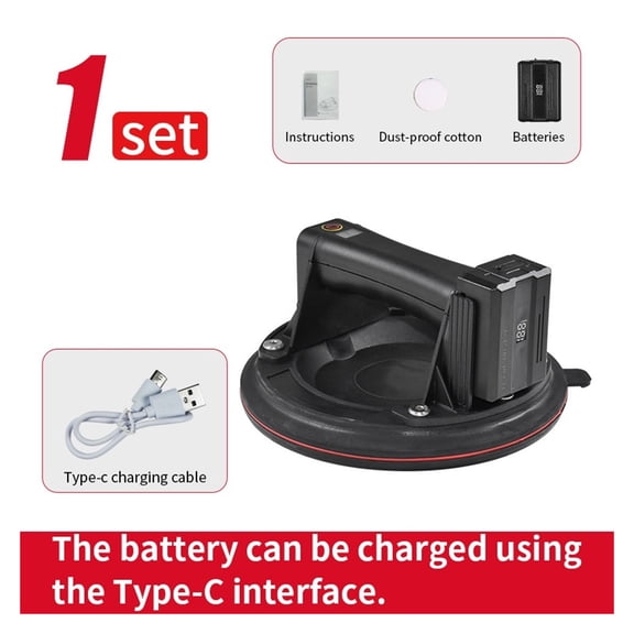 2800mAh Electric Vacuum Suction Cup for Glass Tile 8 Inch Strong 200kg Bearing Capacity Industrial Sucker with Air Pump ,Easy to Operate