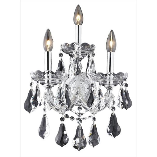 Elegant Chrome Crystal Trim 3-Light Wall Sconce