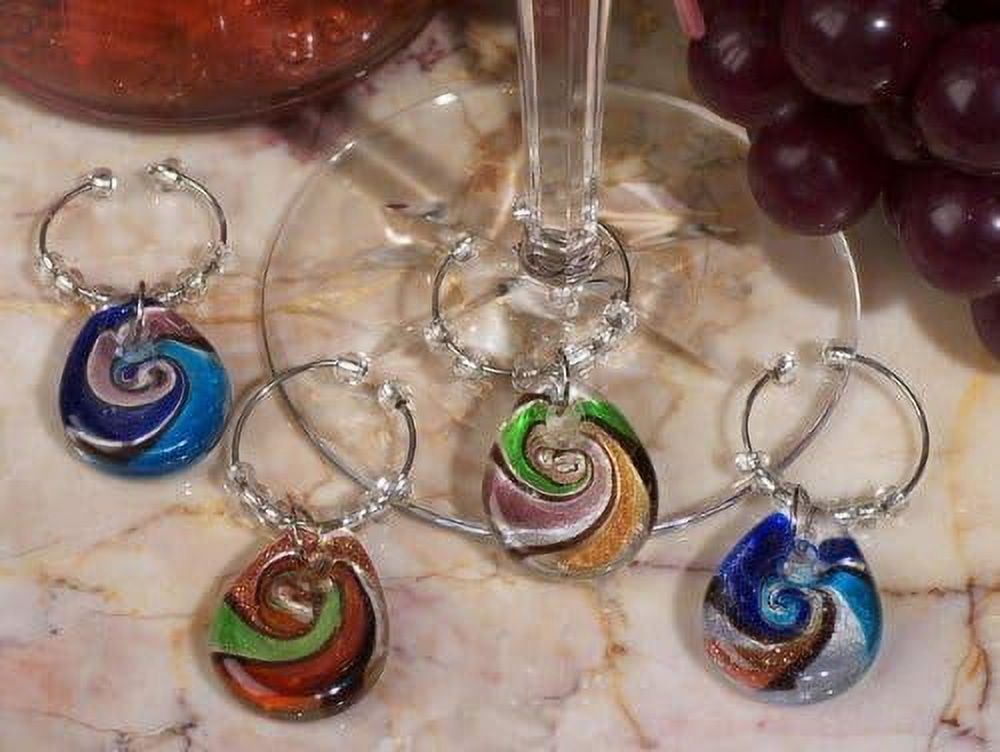 2802 Murano Art Deco Collection Teardrop Design Wine Charms