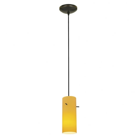28030-3c-orb/amb Access Lighting Cylinder-10W 1 LED Cord Pendant-Oil Rubbed Bronze Finish-Amber Glass Color-LED Lamping Type-E26 Medium Lamp Base Type
