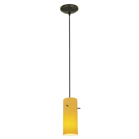 28030-3c-orb/amb Access Lighting Cylinder-10W 1 LED Cord Pendant-Oil Rubbed Bronze Finish-Amber Glass Color-LED Lamping Type-E26 Medium Lamp Base Type