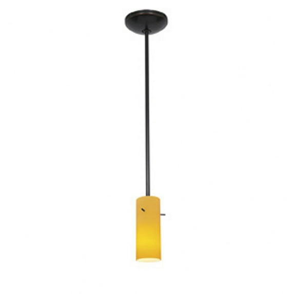28030-3r-orb/amb Access Lighting Cylinder-10W 1 LED Rod Pendant-Oil Rubbed Bronze Finish-Amber Glass Color-LED Lamping Type-E26 Medium Lamp Base Type