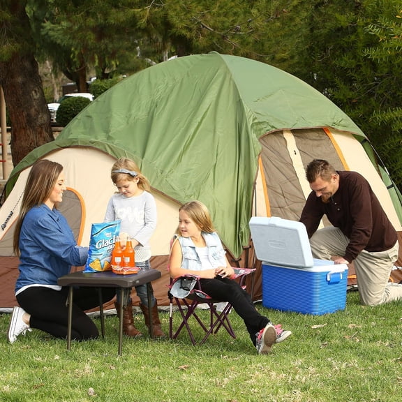 280488 Compact Folding Low Side Table for Camping, Brown