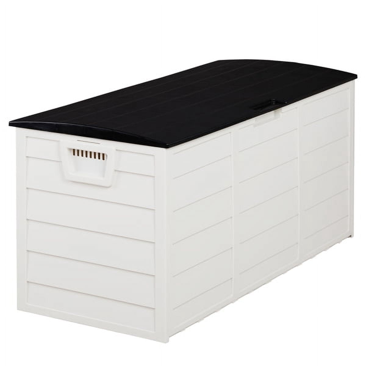 280L Garden Storage Box with Wheels - Weatherproof, Lockable, Tool-Free Assembly，Black&White