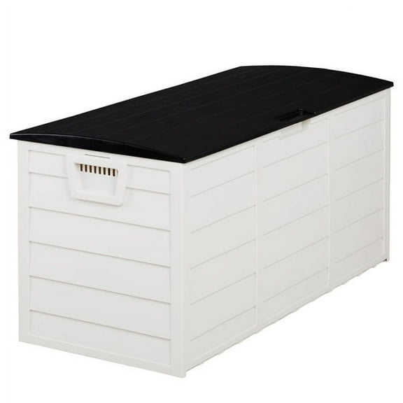 280L Garden Storage Box with Wheels - Weatherproof, Lockable, Tool-Free Assembly，Black&White