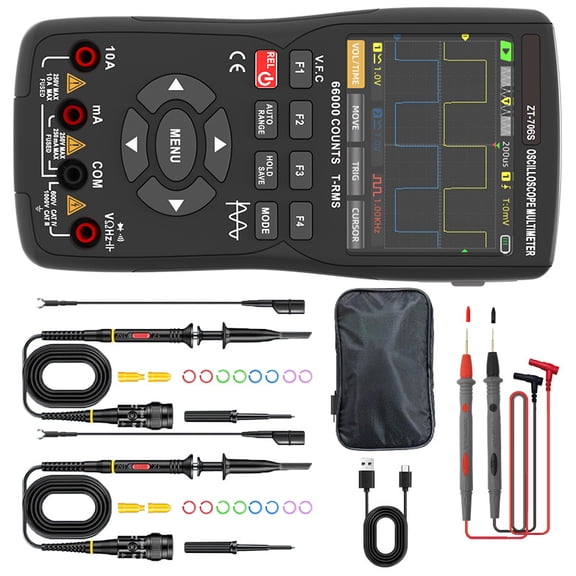 280MSa/S Sampling Rate Handheld Digital Oscilloscope With 66000 Counts Multimeter And 3.5in Display For Field Work