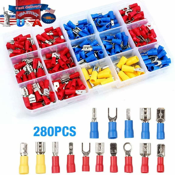 280PCS Assorted Crimp Spade Terminal Insulated Electrical Wire Connector Kit Set