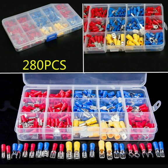 280PCS Assorted Crimp Spade Terminal Insulated Electrical Wire Connector Kit Set