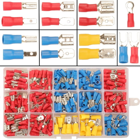 280PCS Electrical Crimp Connector Kit, Insulated Wire Terminals Assortment with Ring, Fork, Male & Female Spade Connectors, 2.8mm 4.8mm 6.3mm Electrical Wire Connectors for Automotive Marine DIY Wiri