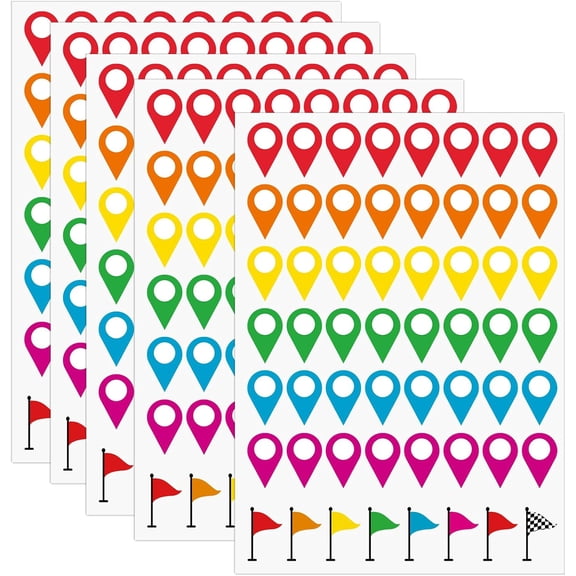 280PCS Map Location Stickers,Self Adhesive Peel and Stick Indicator Labels,Map Pointer Stickers for Marking Camping Adventure Sites or Travel Destinations,or for Handmade Projects