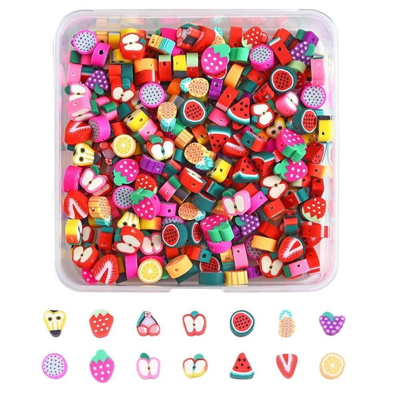 280Pcs 14 Style Handmade Polymer Clay Beads Fruit Mixed Color 20pcs/style DIY