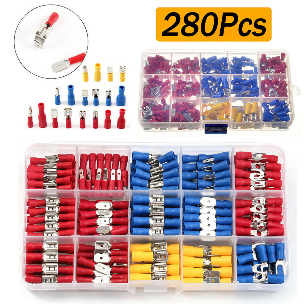 280Pcs Assorted Crimp Spade Terminal Insulated Electrical Wire