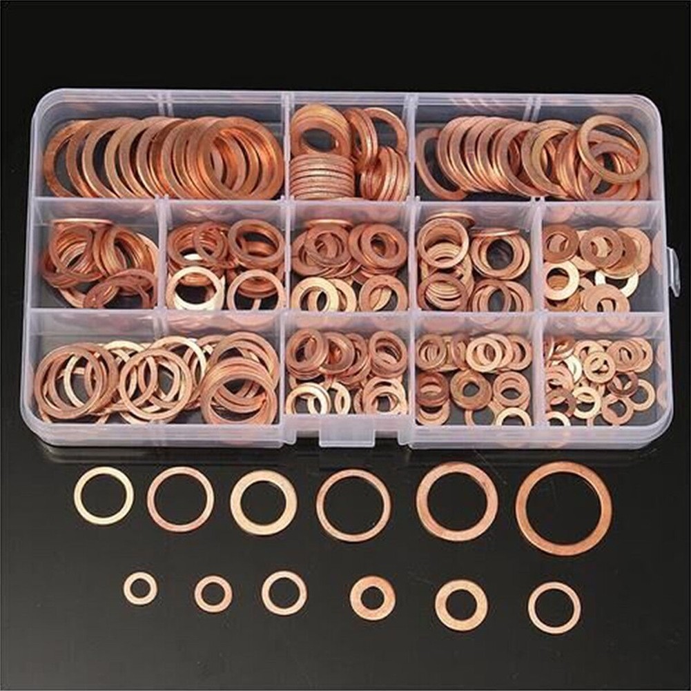 280Pcs Car Copper Washers Sump Plug Set With Plastic Box Kit 12 Sizes