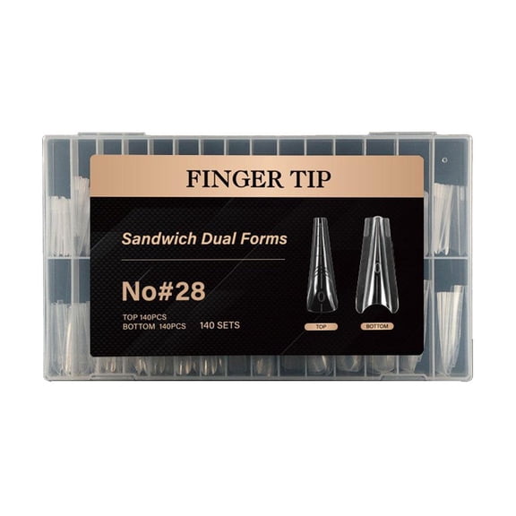 280Pcs Sandwich Nail Dual Forms Kit, Long Coffin Nail Molds for Quick Extensions, 14 Sizes Clear Plastic Reusable Forms for Gel Acrylic – Salon DIY Nail Art Tools