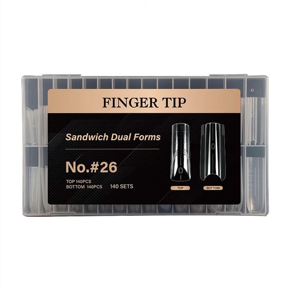 280Pcs Sandwich Nail Dual Forms Kit, Long Coffin Nail Molds for Quick Extensions, Clear Plastic Reusable Forms for Nail Gel Acrylic Salon DIY Nail Art Tools