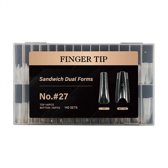280Pcs Sandwich Nail Dual Forms Kit, Long Coffin Nail Molds for Quick Extensions, Clear Plastic Reusable Forms for Nail Gel Acrylic Salon DIY Nail Art Tools