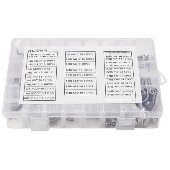 280Pcs Stainless Steel Spring Pin Tension Elastic Cylindrical Cotter Pins Set M1.5 M2 M2.5 M3 M5 M6 M8 Dowel