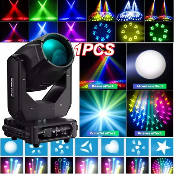 280W Beam Moving Head Stage Light, 17 Gobos Effect DMX Pattern Disco Party DJ Light Xmas Performance