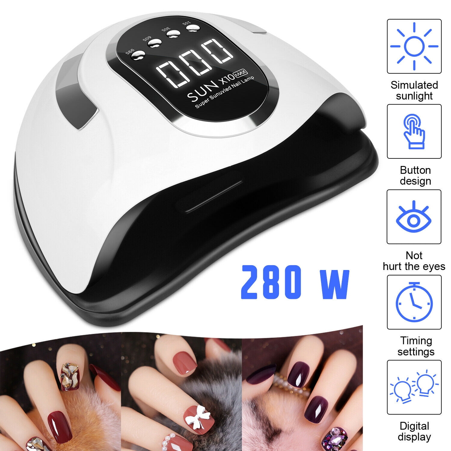 Amazon.com : 90W SUN M3 Nail Lamp With 45Lamp Beads Ultraviolet Ice Lamp  For Drying Gel Polishing 10/30/60/99s Timer Auto Induction Tool (Color :  Pink), 500.0 grams, 1.0 Count, 1 : Beauty & Personal Care