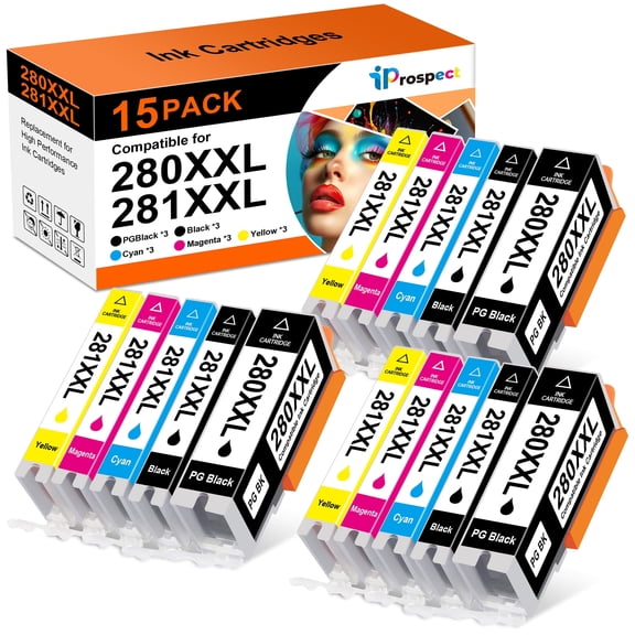 280XXL 281XXL Compatible for Canon Ink 280 and 281 Cartridges PGI-280XXL CLI-281XXL for Canon TR8620a Ink Cartridges for Pixma TR8620 TR8620a TS6320 TR7520 TS6120 TS6220 TS8220 TS9520 (15 Packs)