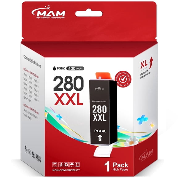 280XXL 281XXL Ink Cartridge for Canon Ink 280 281 PGI-280XXL CLI-281XXL for PIXMA TS9521 TR8520 TS8220 TS6120 TS6220 TS8120 TS8600 Printer (1 Black Pack)