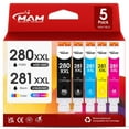 thumbnail image 1 of 280XXL Ink Cartridge for Canon 280 and 281 Ink for Canon PGI-280 and CLI-281 Work with PIXMA TR8622a TR8600 Ink (5 Pack), 1 of 12