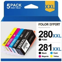280XXL 281XXL Ink cartridge for Canon Ink 280 and 281 PGI-280XXL CLI-281XXL for Pixma TR7520 TR8520 TS6120 TS6220 TS8120 TS8220 Printers (5-Pack)