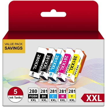 280XXL Ink Cartridge for Canon Ink 280 and 281 PGI-280XXL CLI-281XXL Compatible with TR8620 TS702 TS9520 TS9521C TR8520 TS6220 TS6320 TS8220 Printer(5 Pack)