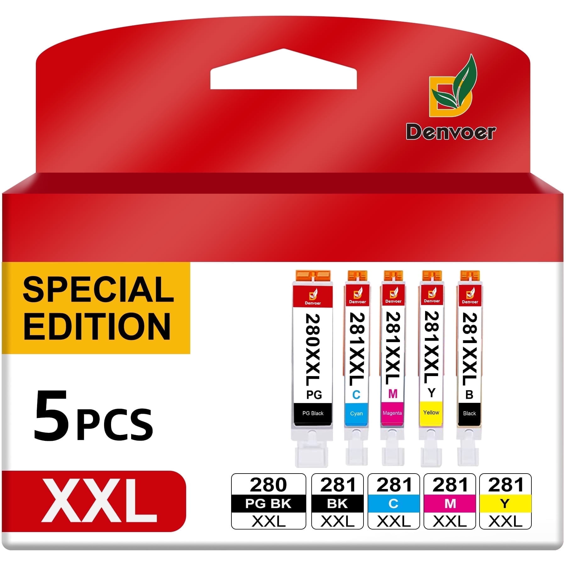Canon Ink 280 and 281 Compatible for Canon 280 and 281 Ink Cartridges Work for Canon Pixma TR8620 TR8620a Printer(5 Pack)