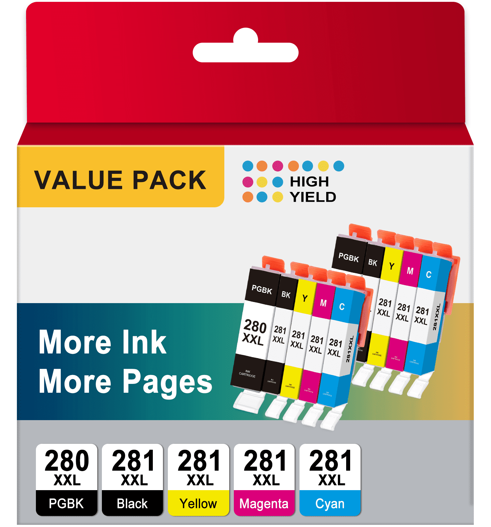 280 and 281 Ink Compatible for Canon Ink 280 and 281 for Canon 280XL Printer Ink for PIXMA TR8520 TR7520 TS8320 TS9120 (10-Pack)