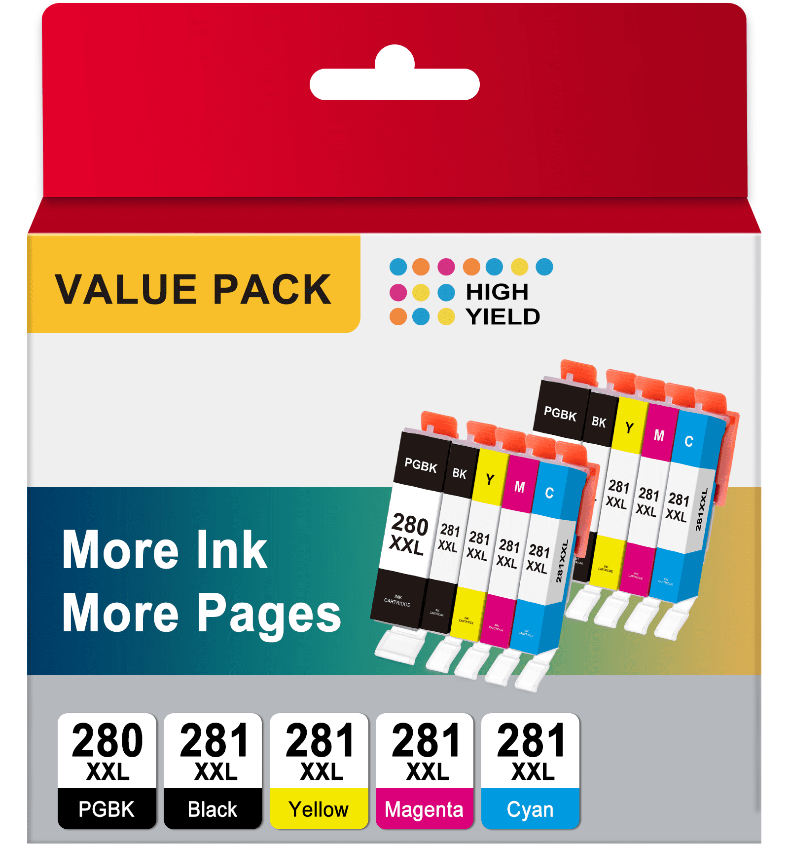 280 and 281 Ink for Canon Ink 280 and 281 for Canon 280XL Printer Ink for PIXMA TR8520 TR7520 TS8320 TS9120 (10-Pack)