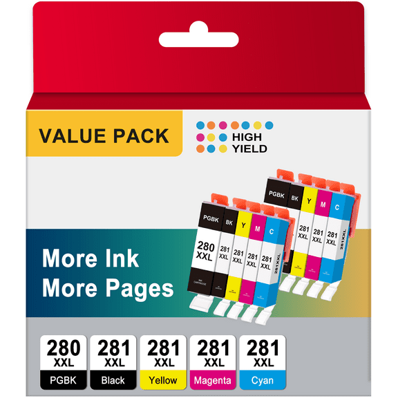 280 and 281 Ink for Canon Ink 280 and 281 for Canon 280XL Printer Ink for PIXMA TR8520 TR7520 TS8320 TS9120 (10-Pack)