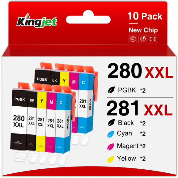 280 and 281 Ink Compatible for Canon Ink 280 and 281 for Canon 280XL Printer Ink for PIXMA TR8520 TR7520 TS8320 TS9120 (10-Pack)