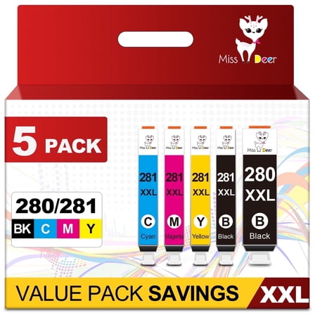 280XXL and 281XXL Ink Cartridges Compatible for Canon PGI-280 CLI-281 Ink Cartridges for Pixma TR8520 TR8620a TS8120 TS9120 Printers
