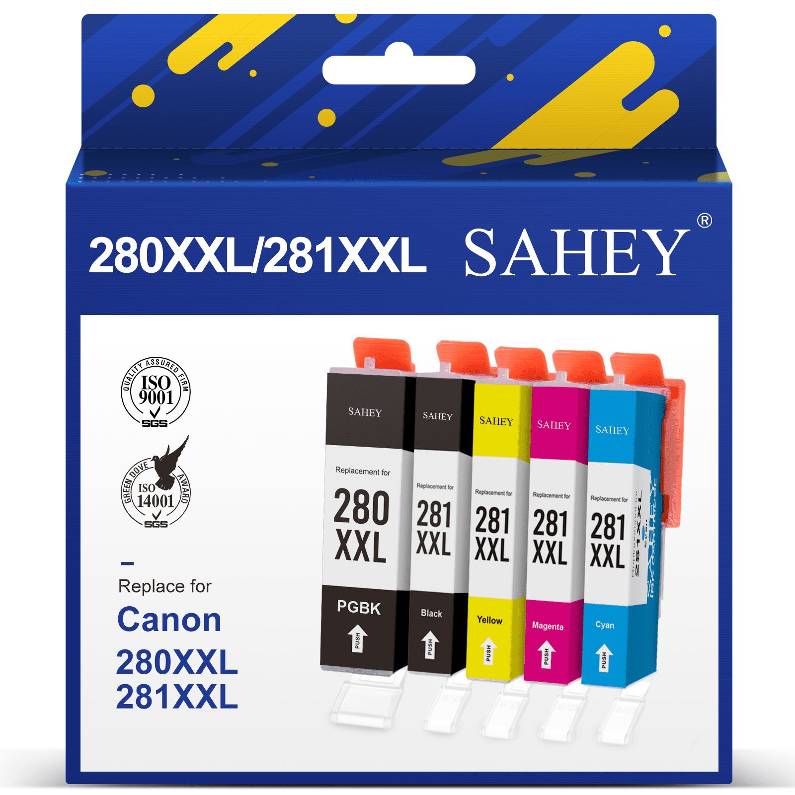 PGI-280XXL CLI-281XXL Paquete De 6 Colores De Repuesto Para Cartuchos Canon Ink 280 Y 281 Para Usar Con Canon TS9120 TS8220 TS8320 TS8120 TS9100 TS8222 Impresora De Inyección De Tinta (5 Unidades