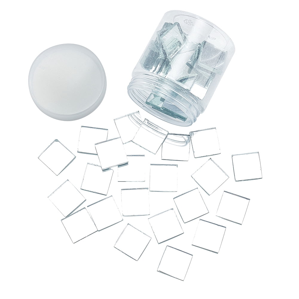 280g 1 inch Square Glass Mirror Tiles Mini Glass Decorative Mosaic Tiles for Home Decoration Crafts Jewelry Making ClearDIY