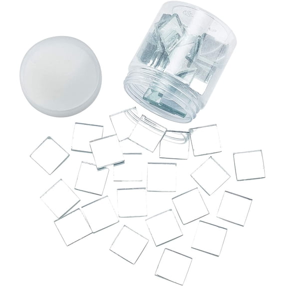 280g 1 inch Square Glass Mirror Tiles Mini Glass Decorative Mosaic Tiles for Home Decoration Crafts Jewelry Making Clear