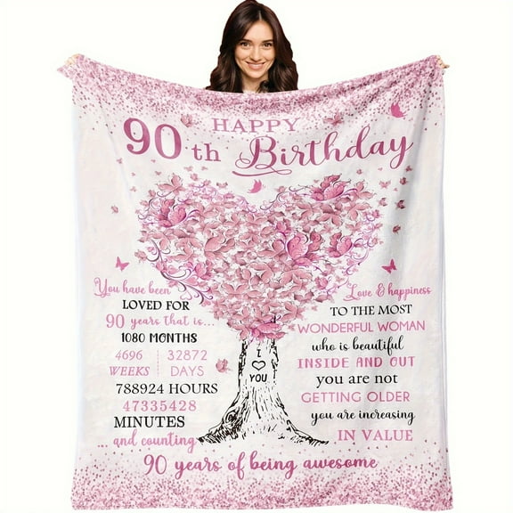 280g 90 Year Old Birthday Gifts For Women 90th Birthday Decorations For Women Best Gifts For 90 Year Old Woman Happy 90th Birthday Gift Ideas Throw